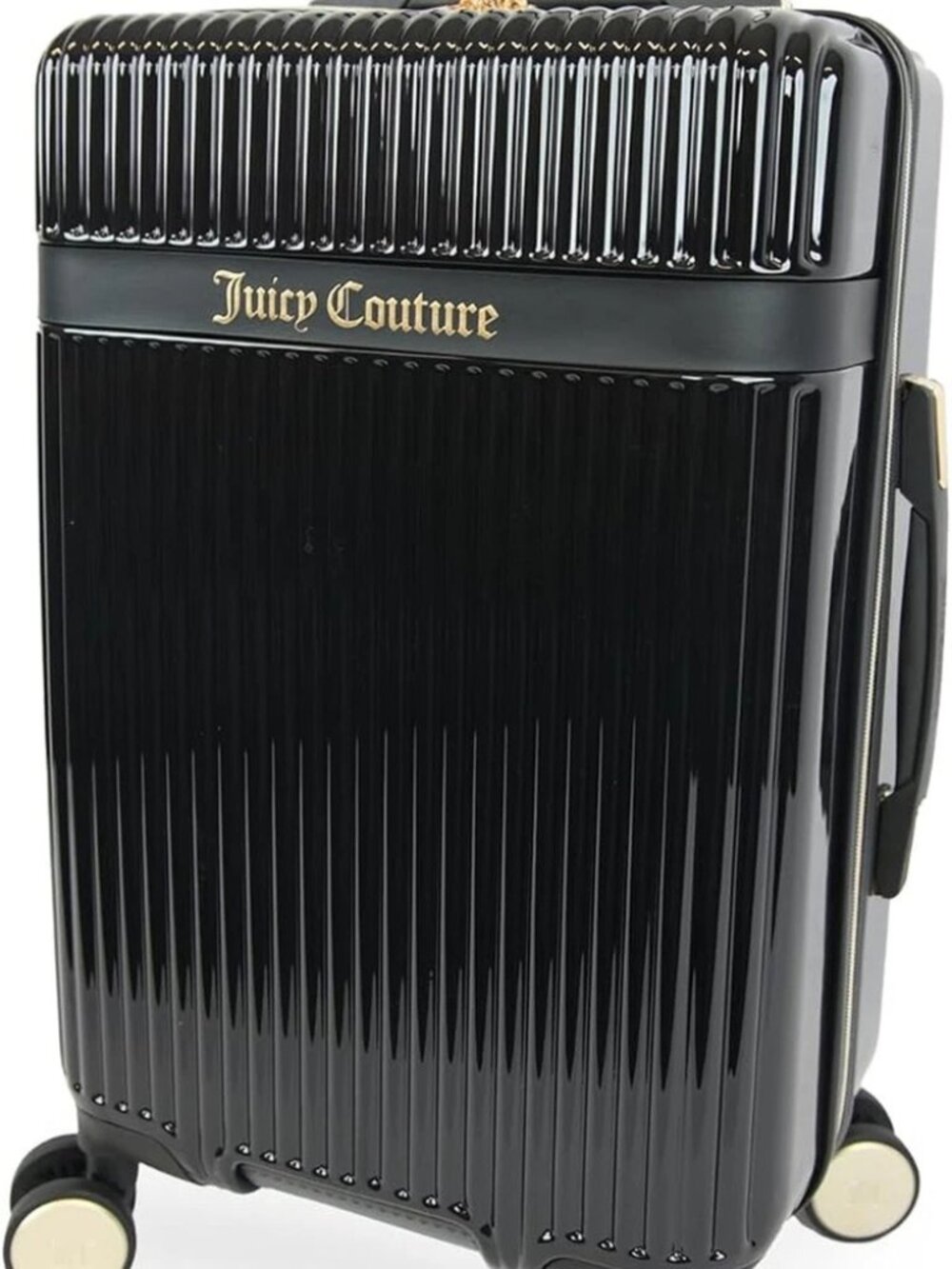 Juicy Couture Black and Gold Glossy Hard-Shell "21" Spinner Luggage "NWT"